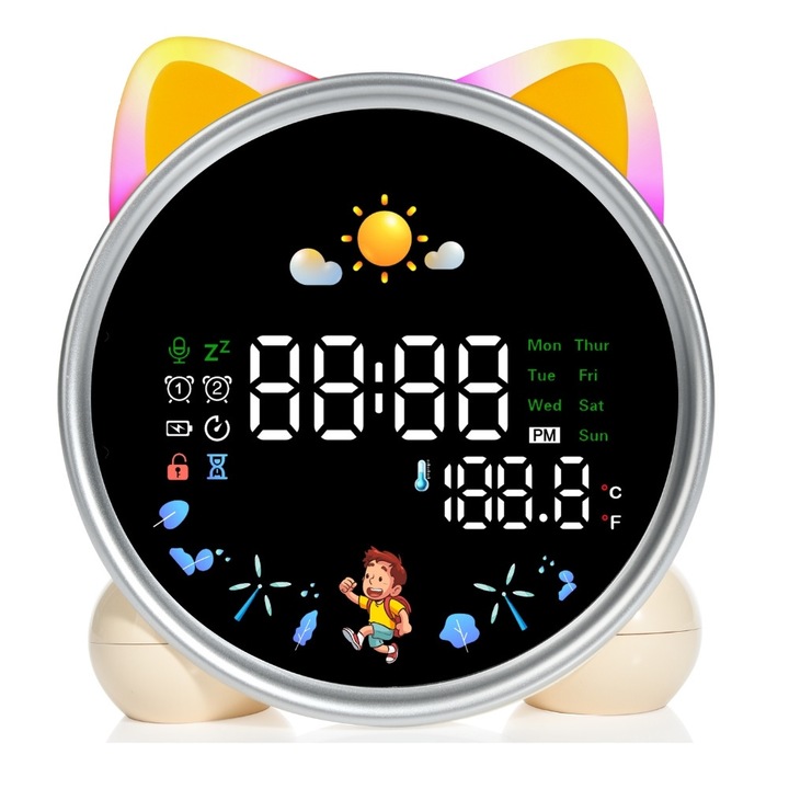 Beline MajesticLine ébresztőóra, LED, 5 mód, Fehér, USB-C