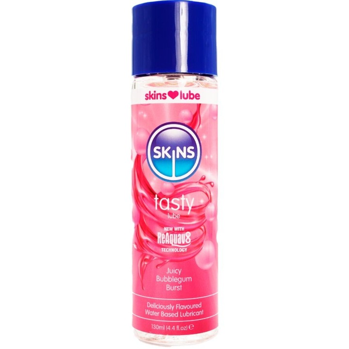 Vízbázisú síkosító, SKINS, rágógumi ízű, 130 ml