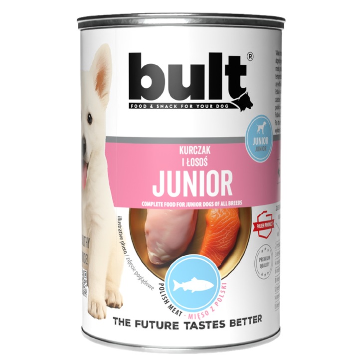 Mâncare umedă pentru câini junior Bult Junior, curcan și somon, 400g, fără cereale, sănătate optimă