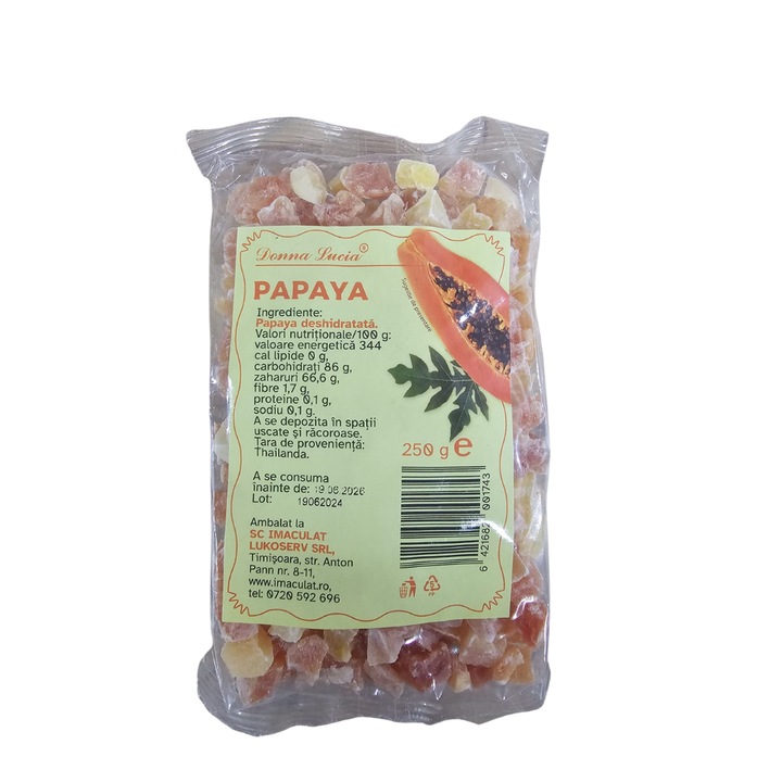 Papaya deshidratată, Donna Lucia, 250gr