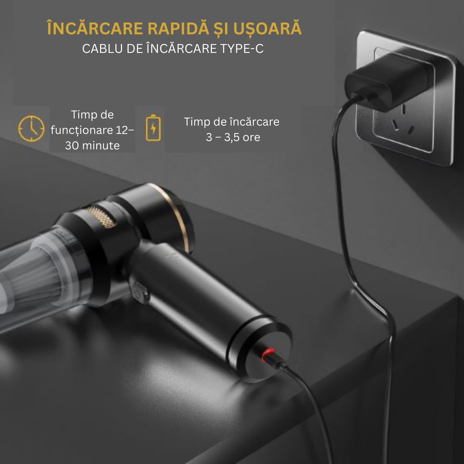 Aspirator portabil 3-in-1, JahVid, 16.000 Pa, motor brushless 100W, negru, fără fir