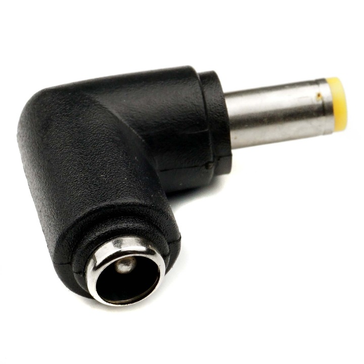 Adaptor DC 5, 5/2, 5 mm la 5, 5/2, 1 mm unghi 90, Elektroweb, dimensiuni 30x25 mm