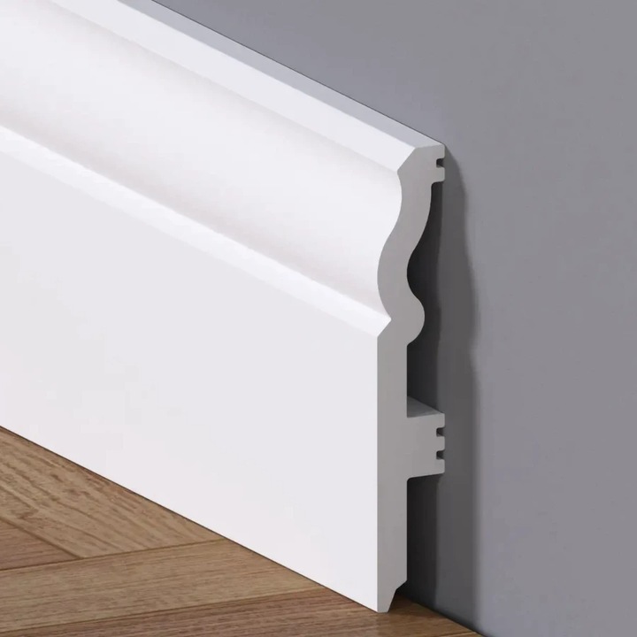 Plintă din polimer, Colectia Granat, alb, 100mm x 2200mm x 16mm