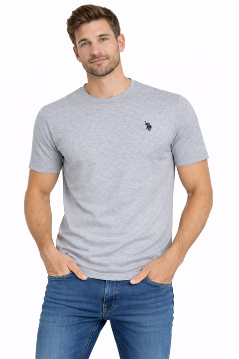 Tricou barbatesc, U.S. Polo Assn., gri, bumbac/viscoza, croiala clasica