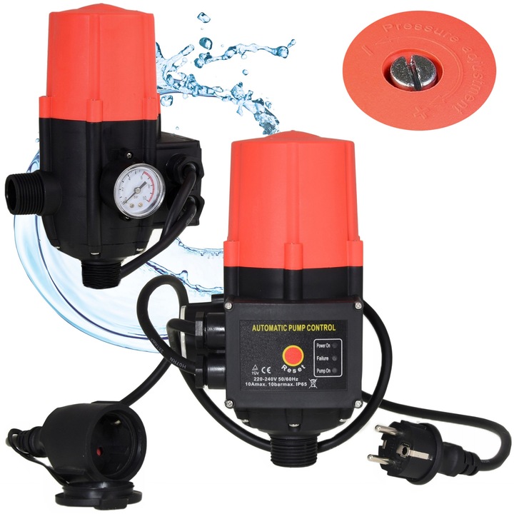 Presostat electronic automat ALUVRA CSK 21 BRIO, manometru, 10 bar, cu protectie impotriva incalzirii uscate