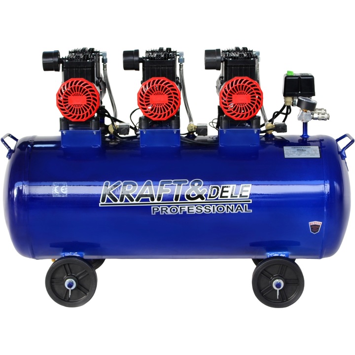 Compresor Fara Ulei Kraft&Dele KD409, 100L, 6000W, 660 L/min, Ultrasilentios