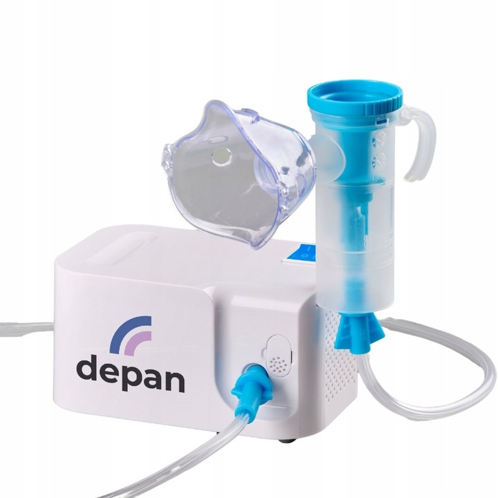Inhalator aerosoli Depan Vivi, nebulizare eficienta, silentios, set cu masti pentru adulti si copii, 133x86x82mm