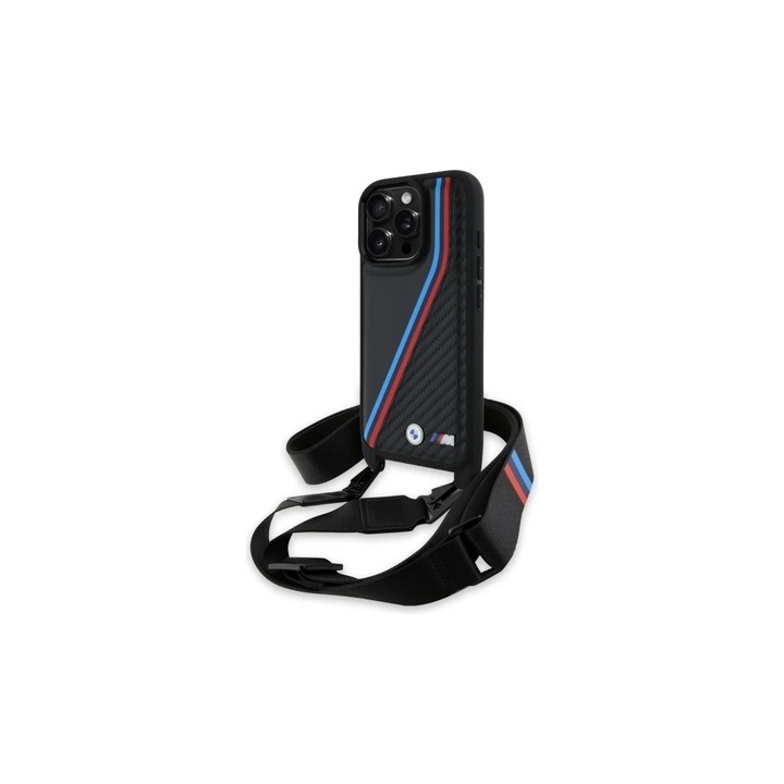 BMW BMHCP16X23PSVTK iPhone 16 Pro Max készülékhez 6.9" kemény tok M Edition Carbon Tricolor Lines fekete