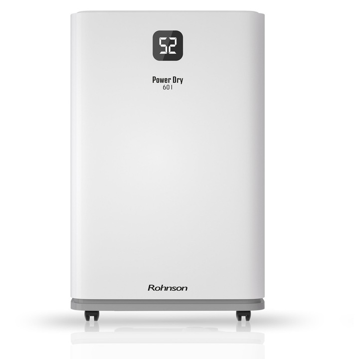 Dezumidificator de aer Rohnson R9160 POWER DRY, 740W, 170 m², 60l/24h, Rezervor 7.5 l, 350 m³ / h, Temporizator 1-24 h, Drenare continua, Oprire automata, Mod de uscare rufe
