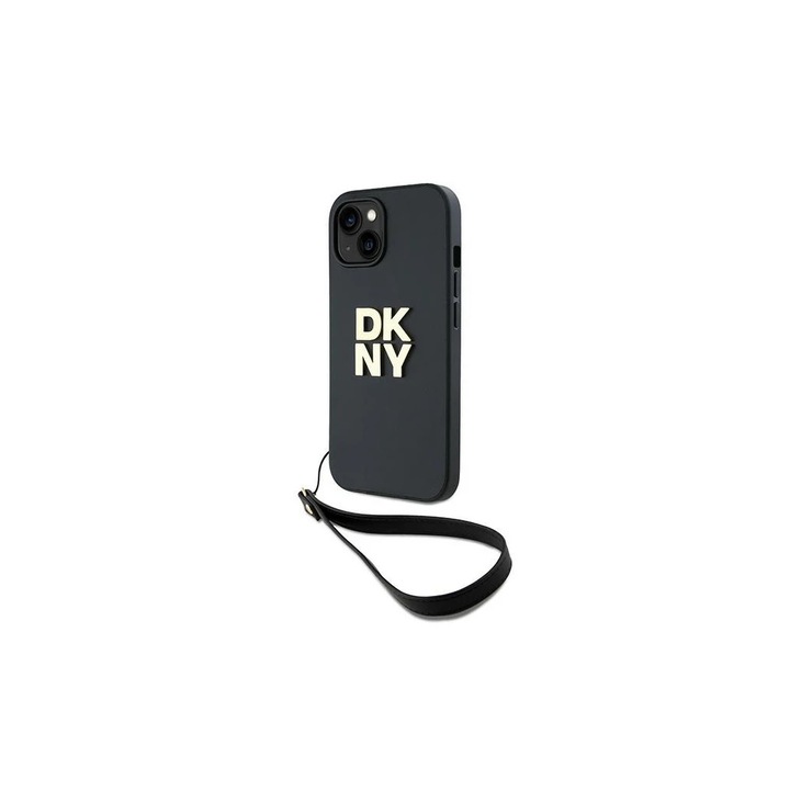 DKNY DKHCP15MPBSWSK iPhone 15 Plus készülékhez 6.7 inch kemény tok csuklópánttal és Stock Logo-val fekete