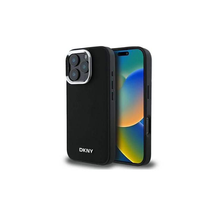 DKNY DKHMP16XPSCMCLK iPhone 16 Pro Max 6.9" készülékhez kemény tok Plain Silver Logo MagSafe fekete