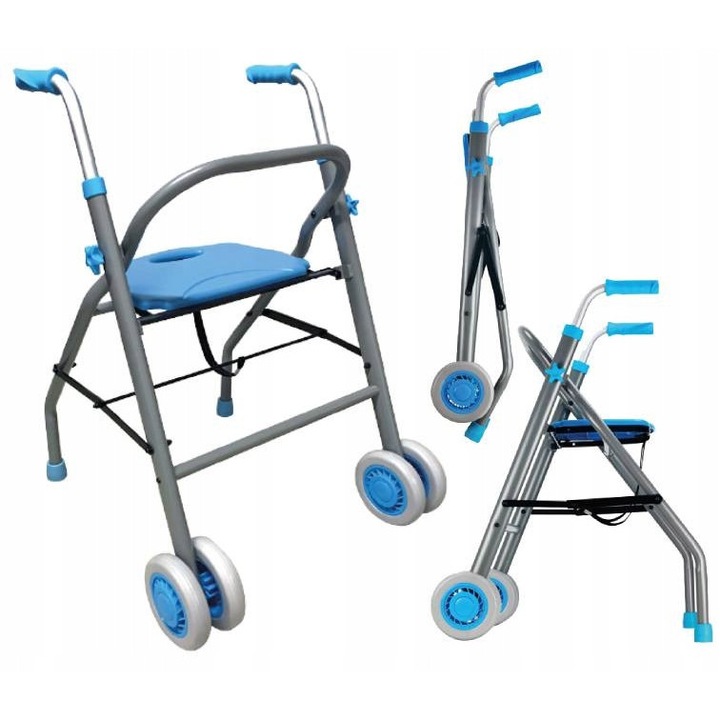 Cadru de mers ARmedical, cu 2 roti, suport pentru sezut, 4,8 kg, 49cm inaltime, 59cm latime