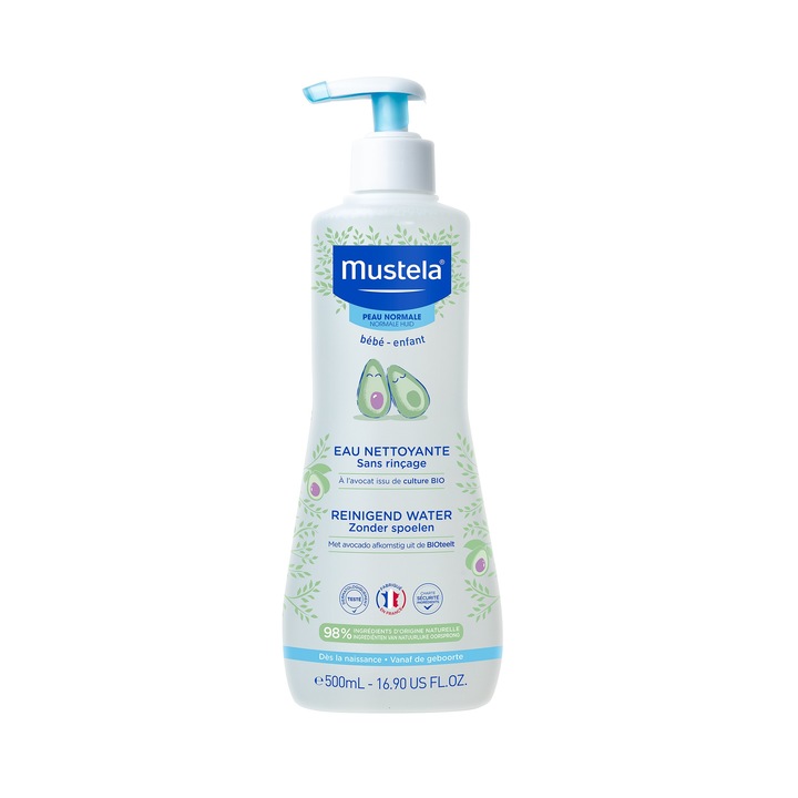 Apa de curatare pentru bebelusi, fara clatire, Mustela, 500 ml