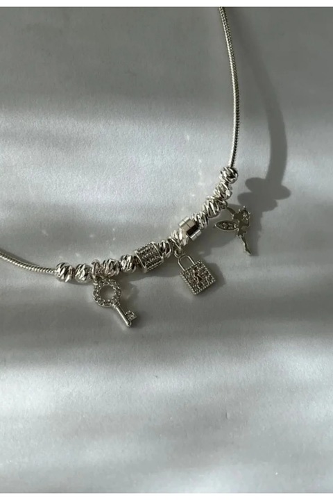 Ezüstbevonatú Andra Rose nyaklánc, rozsdamentes acél, ezüstszínű