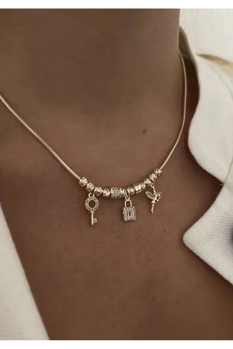 Andra Rose aranyozott, rozsdamentes acél nyaklánc, 45cm