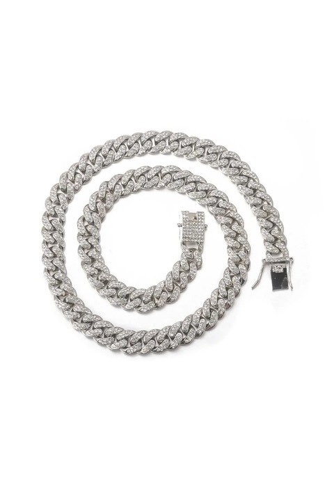 Hip Hop kubai rozsdamentes acél nyaklánc, Andra Rose, ezüst, férfi