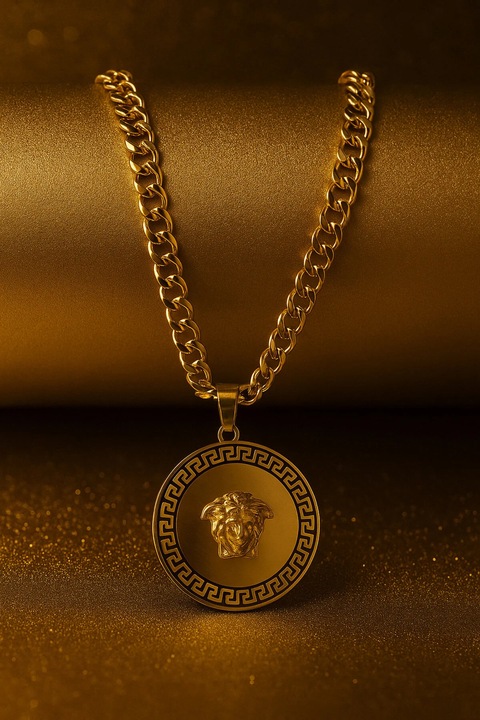 Колие Andra Rose Медуза Supreme, 24K златно покритие, геометричен дизайн, дължина 60-65 см