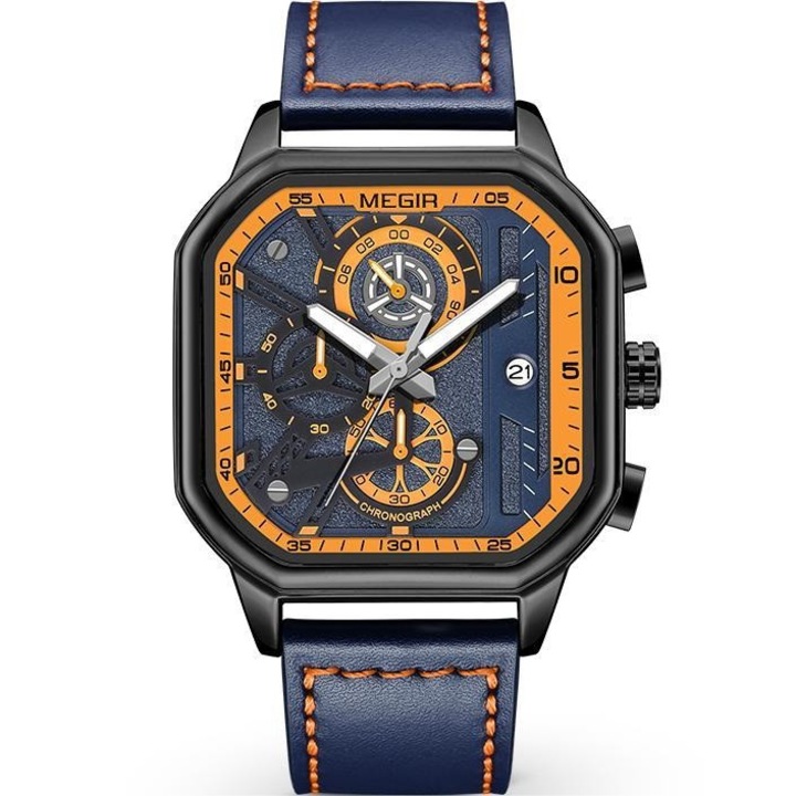 Ceas MEGIR LI-38566 - Albastru / Portocaliu