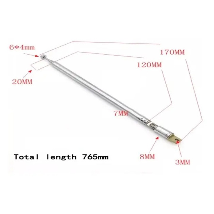 Antena telescopica 170-765mm 7 segmente Middle + balama ANTENA-RADIO5