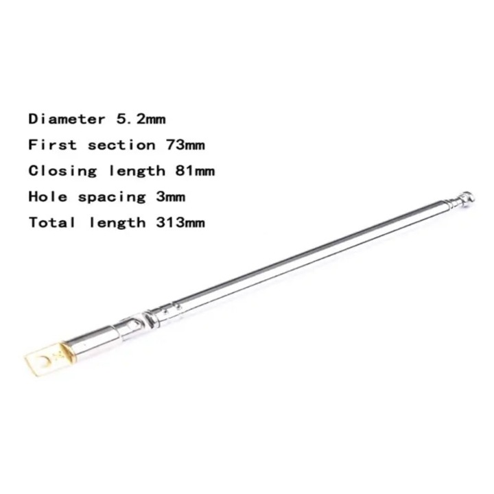 Antena telescopica 110-313mm 5 segmente + balama ANTENA-RADIO6