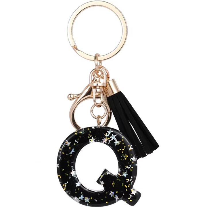 Breloc Alfabet - Q / Negru