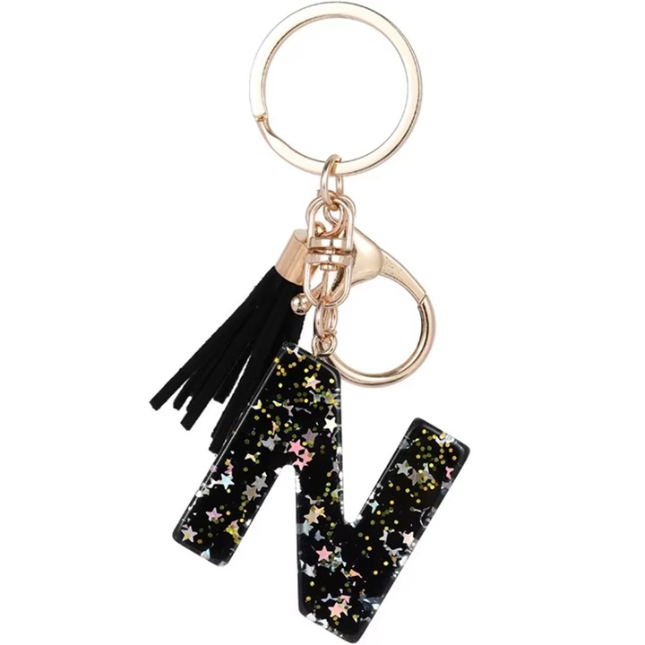 Breloc Alfabet - N / Negru