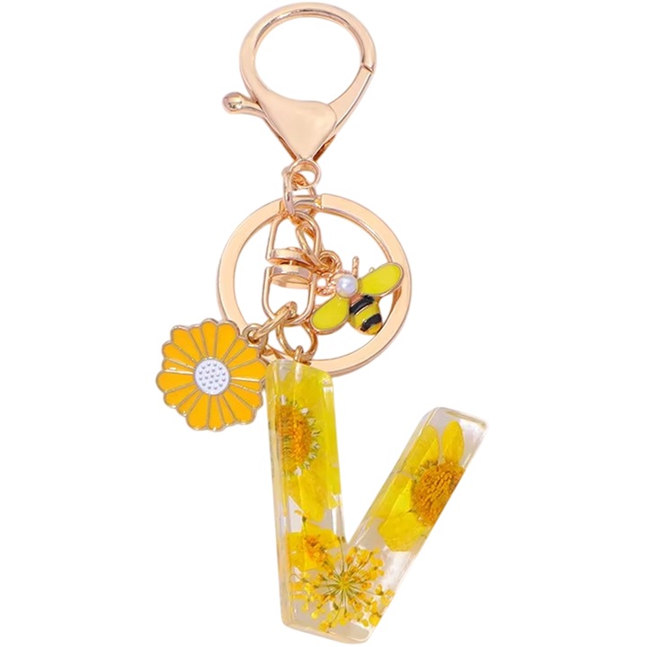 Breloc Alfabet - V / Galben