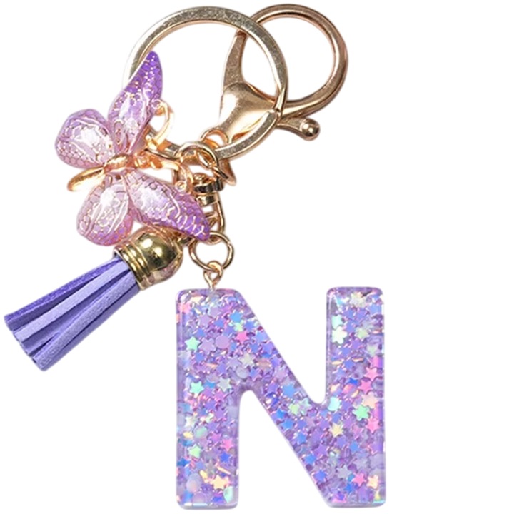 Kulcstartó Ábécé - N / Lila