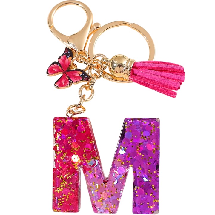 Breloc Alfabet - M / Roz / Fluture