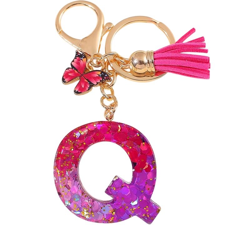 Breloc Alfabet - Q / Roz / Motif