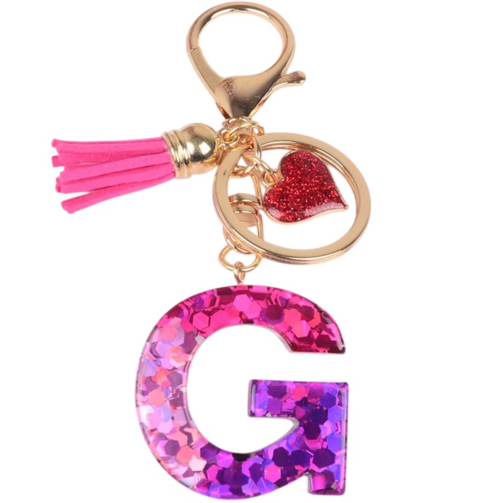 Breloc Alfabet - G / Roz / Inima