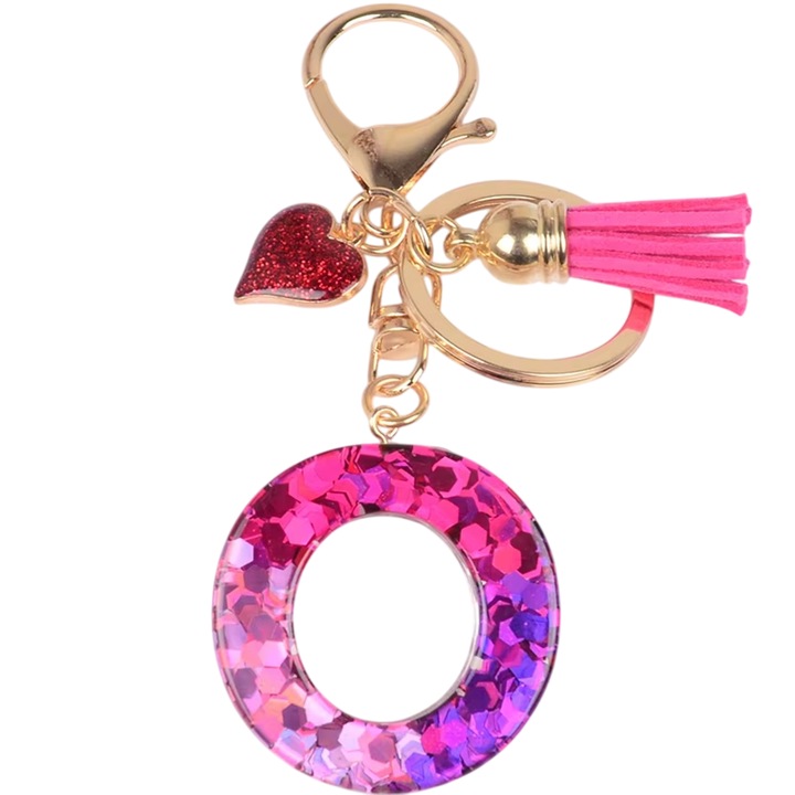 Breloc Alfabet - O / Roz / Inima