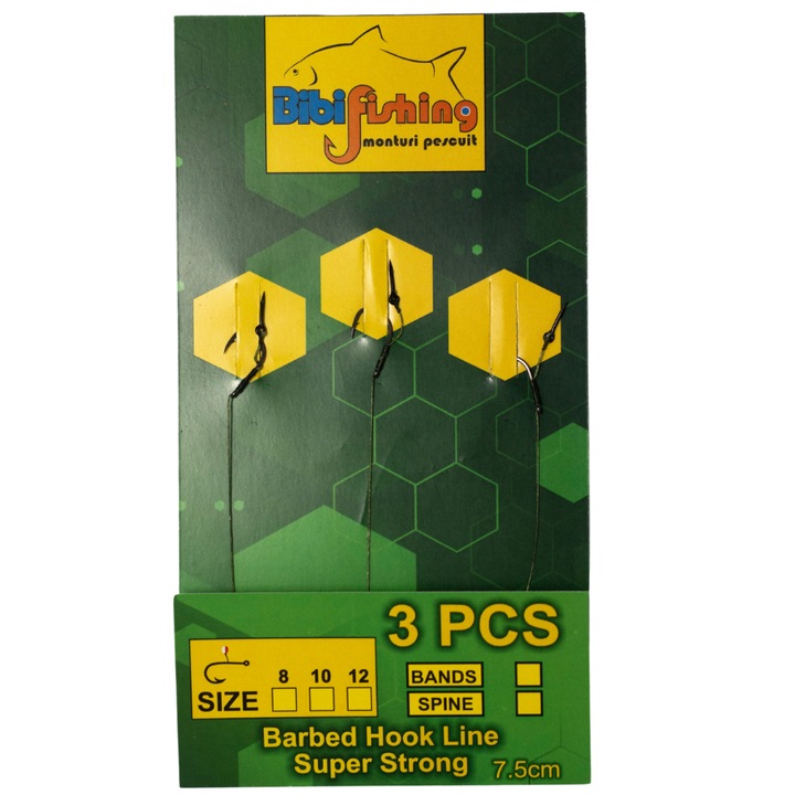 Riguri Method feeder cu spin - Set 3 buc - Carlig nr.8, Bibi Fishing, fir textil Daiwa J-Braid, carlige Hayabusa