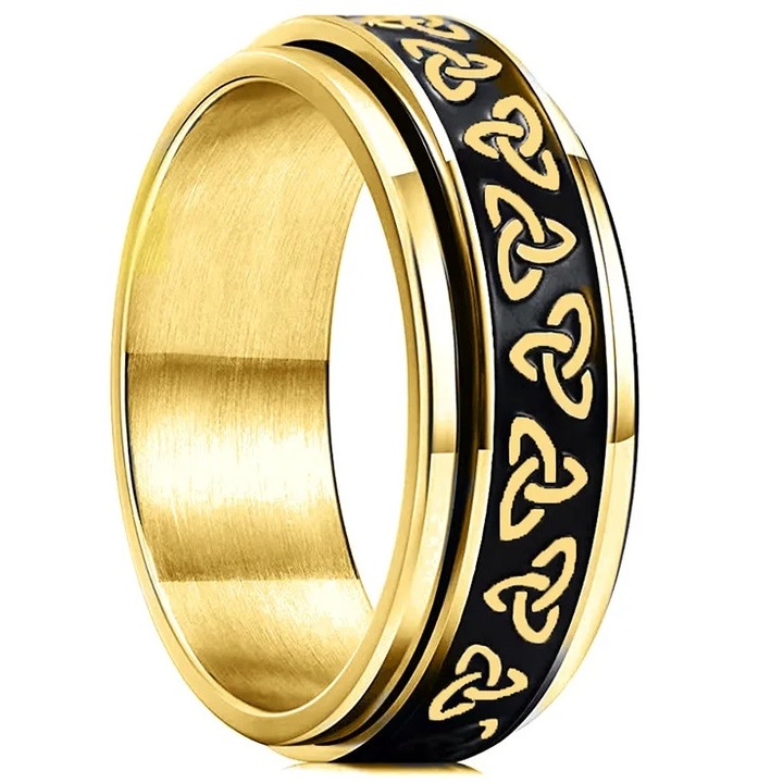 Inel bărbați IZMAEL CE-31970, auriu/negru, 55mm, design celtic, straturi rotative