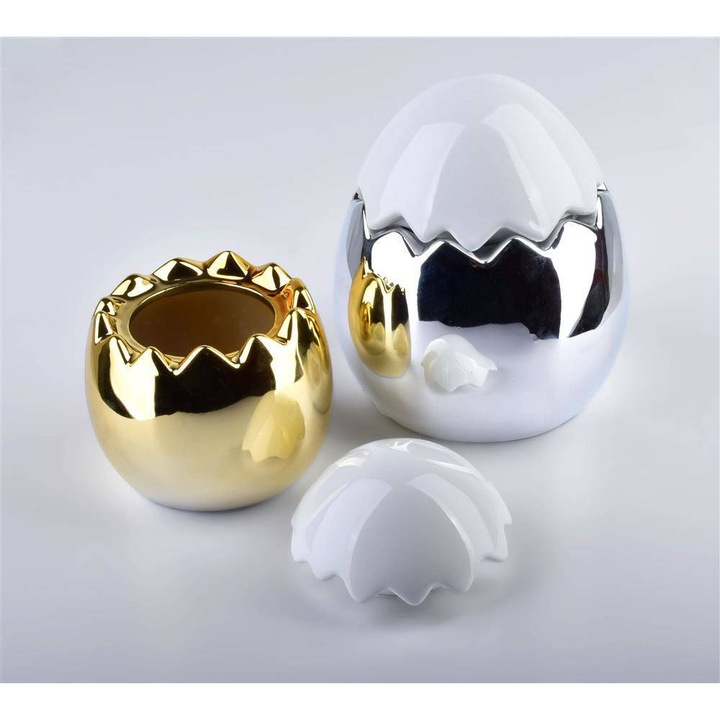 Accesoriu decorativ, Mondex, LILA, ceramic, forma de ou, 13x15cm