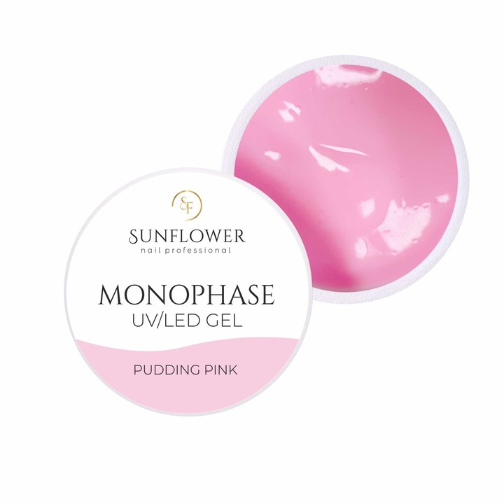 UV/LED Zselé Pudding Pink, Sunflower, 50g, rózsa, egyfázisú