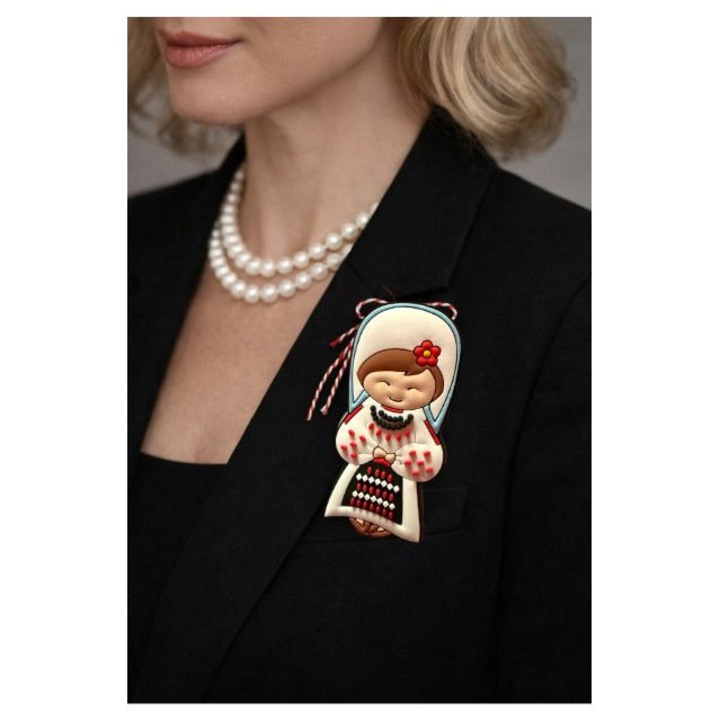 5 darabos szett Martisor bross Mandra PVC-ből – Román szuvenír CheiFolk, Hagyományos népviselet