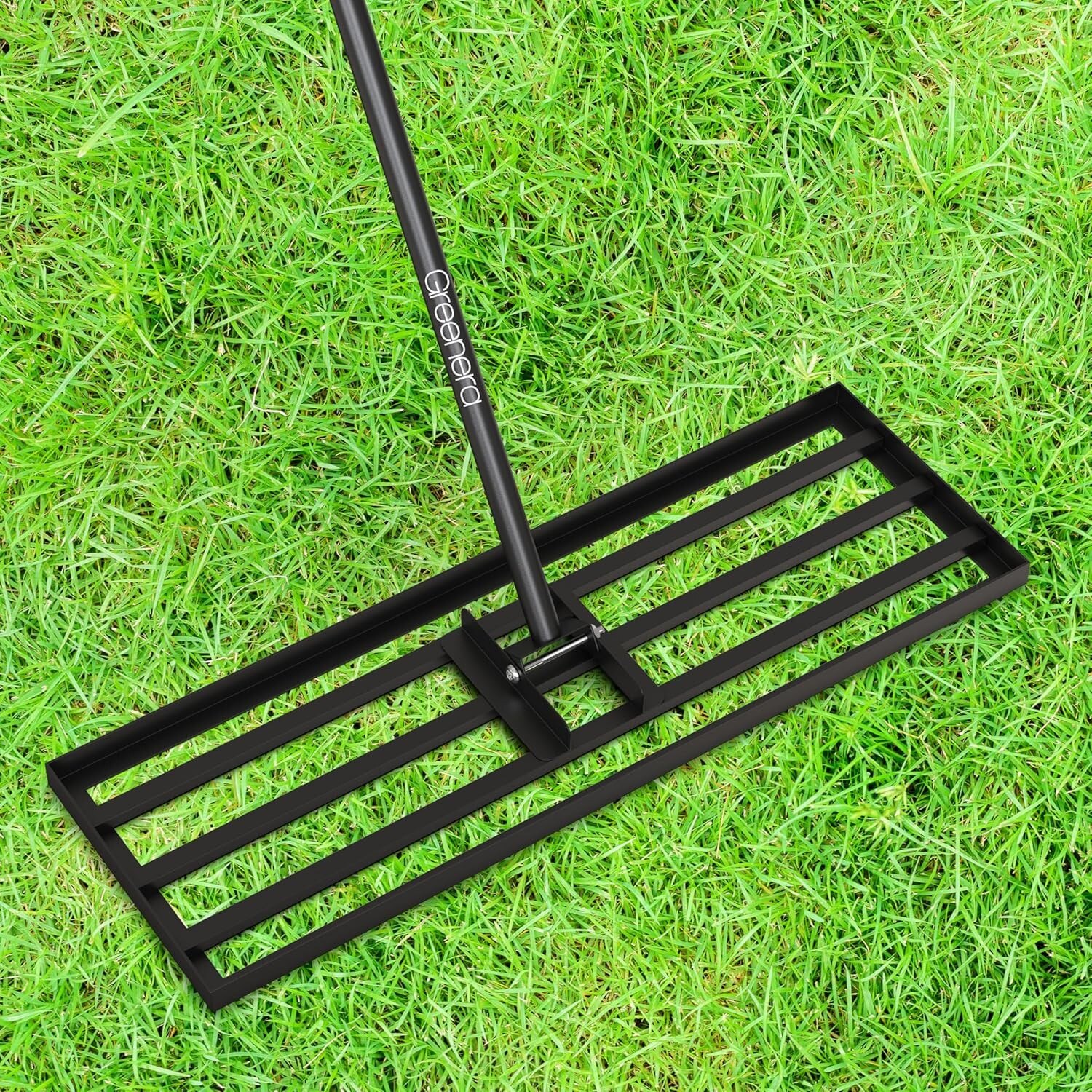 Grebla de nivelare pentru gazon, din otel inoxidabil, 75 x 25 cm, maner ...