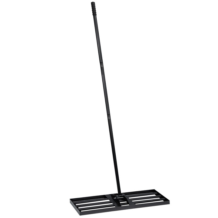 Grebla de nivelare pentru gazon, din otel inoxidabil, 75 x 25 cm, maner de 210 cm, Vivo