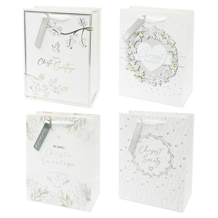 Set 12 torbe de prezent, PASSION CARS KUKARTKA, 4 modele, metalizate, 17,7x9,8x22,8cm