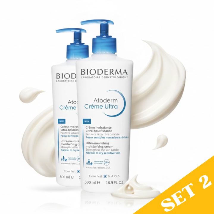 Комплект 2 Хидратиращи лосиона, Bioderma Atoderm Creme Ultra, Без аромат, 200мл