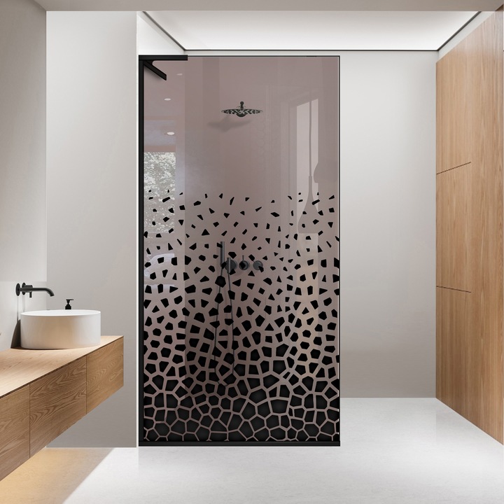 Paravan dus walk-in Aqua Roy ® Minimal Black, model Terra negru, feronerie full inox negru mat, sticla 8mm bronz, securizata, anticalcar, 100x195 cm
