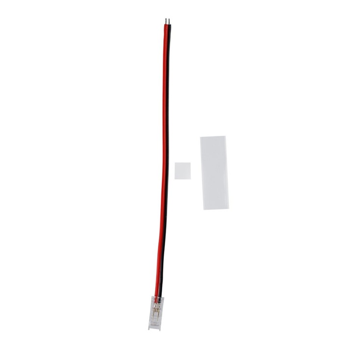 Set alimentare Banda LED Slim Qdecor cod 81170, 220V AC, 3x6mm, contine 1 x mufa alimentare cu 2 fire, 1x tub termocontratibil, 1 x capat