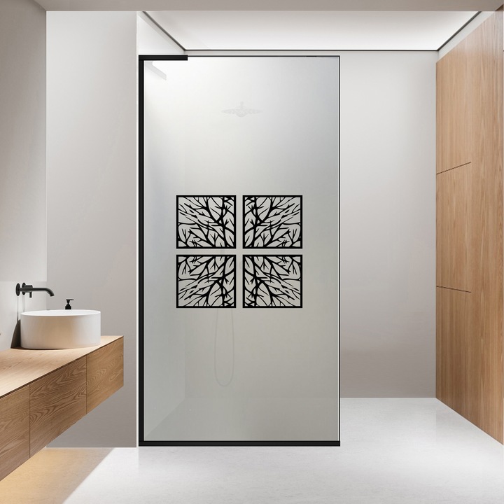 Paravan dus walk-in Aqua Roy ® Minimal Black, model Bloom negru, feronerie full inox negru mat, sticla 8mm mata, securizata, anticalcar, 100x195 cm