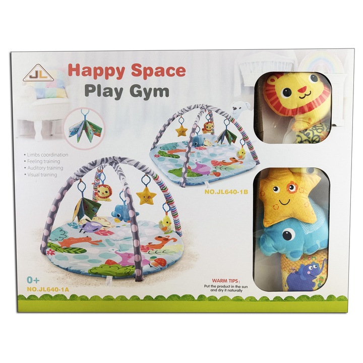 Mata educationala pentru bebelusi Sluban, set cu palak, multicolor, material textil, 0+