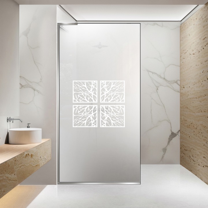 Paravan dus walk-in Aqua Roy ® Minimal Inox, model Bloom alb, feronerie full inox, sticla 8mm mata, securizata, anticalcar, 70x195 cm