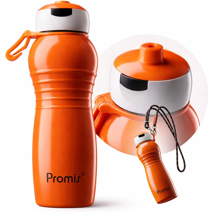 Bidon de apa, din otel, Promis, 0,7 l, portocaliu