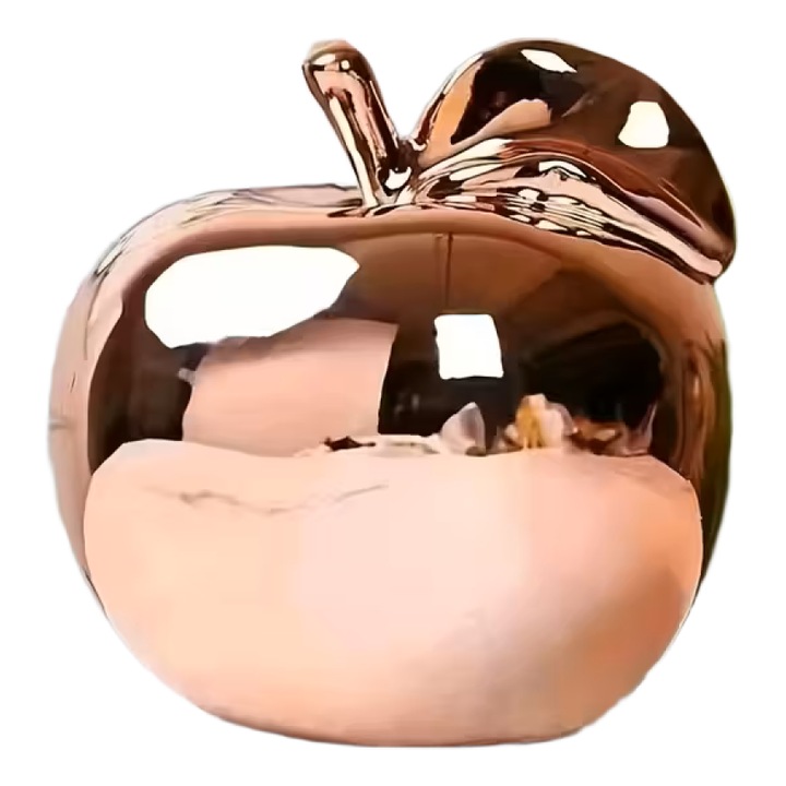 Măr ceramic decorativ, VeliumCraft, 8x7.3 cm, rose, frunză verde