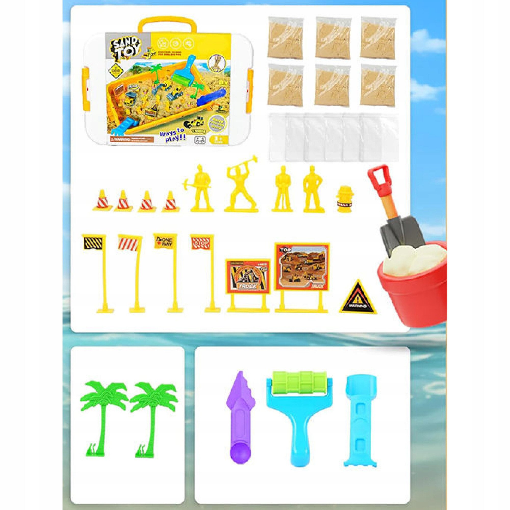 Set de joaca cu nisip kinetic Magiczny Plac Budowy, 1500g, masini
