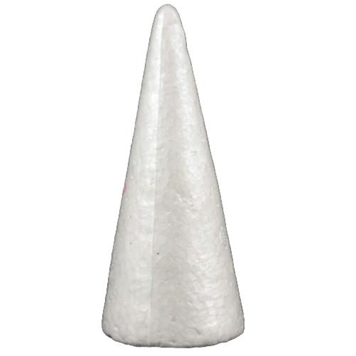 Conuri decorative din polistiren, Aliga, set 2 bucati, alb, 30 cm